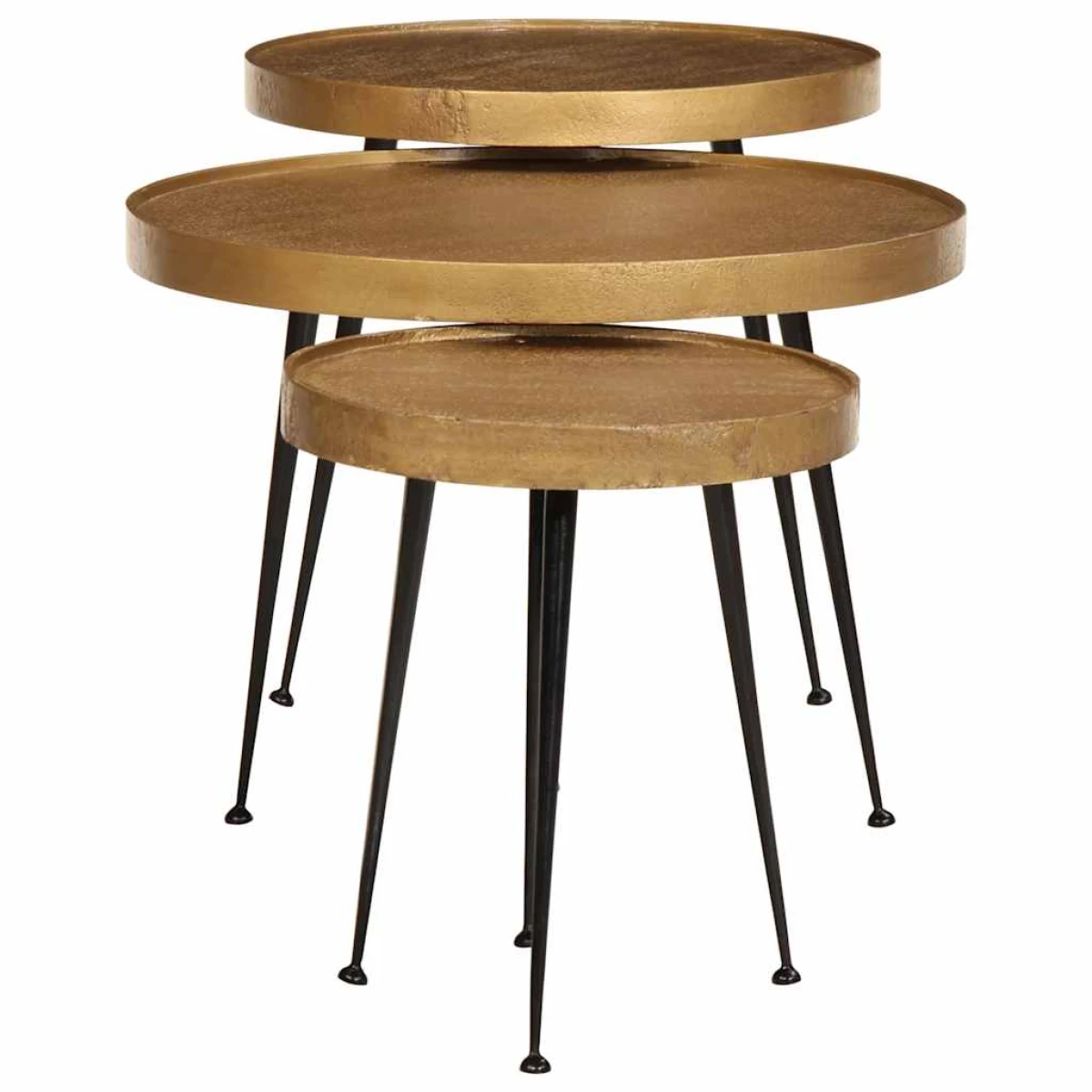 VidaXL Coffee Table Set 3-Piece Golden Engineered Wood For Modern Living Room Decor by vidaXL