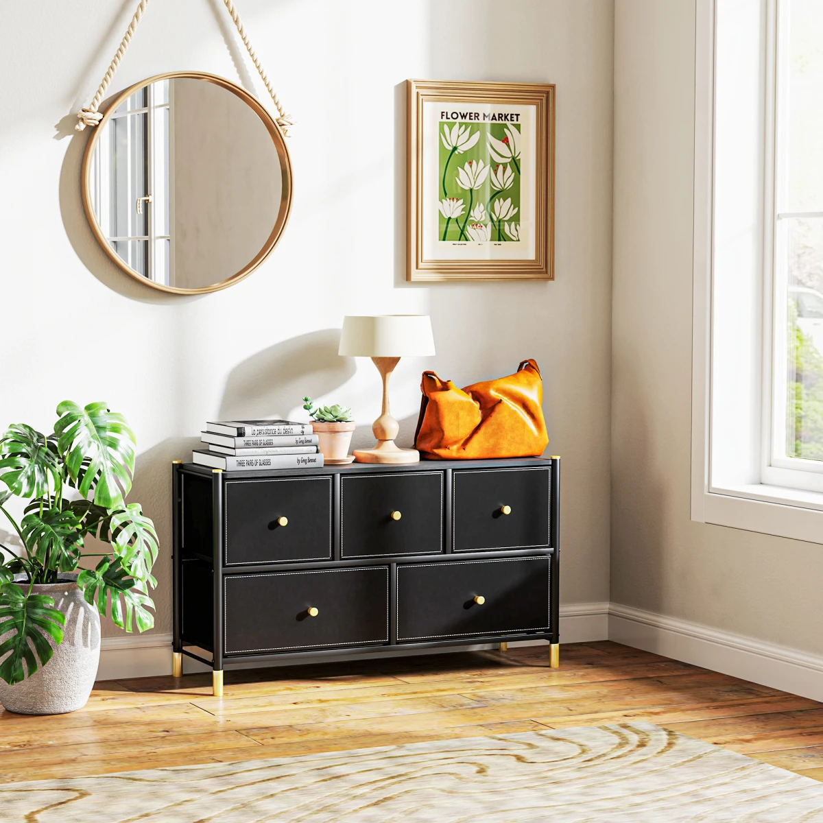 HOMCOM HOMCOM Chest Drawers 3-Drawer PU Leather Bedroom - Chest of Drawers