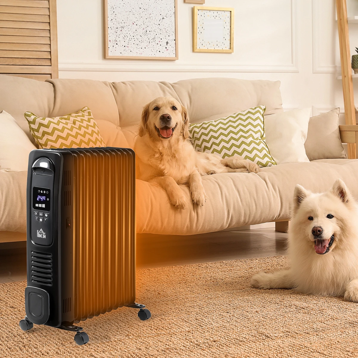 HOMCOM Oil Filled Radiator Slim LED Home Use - Radiator