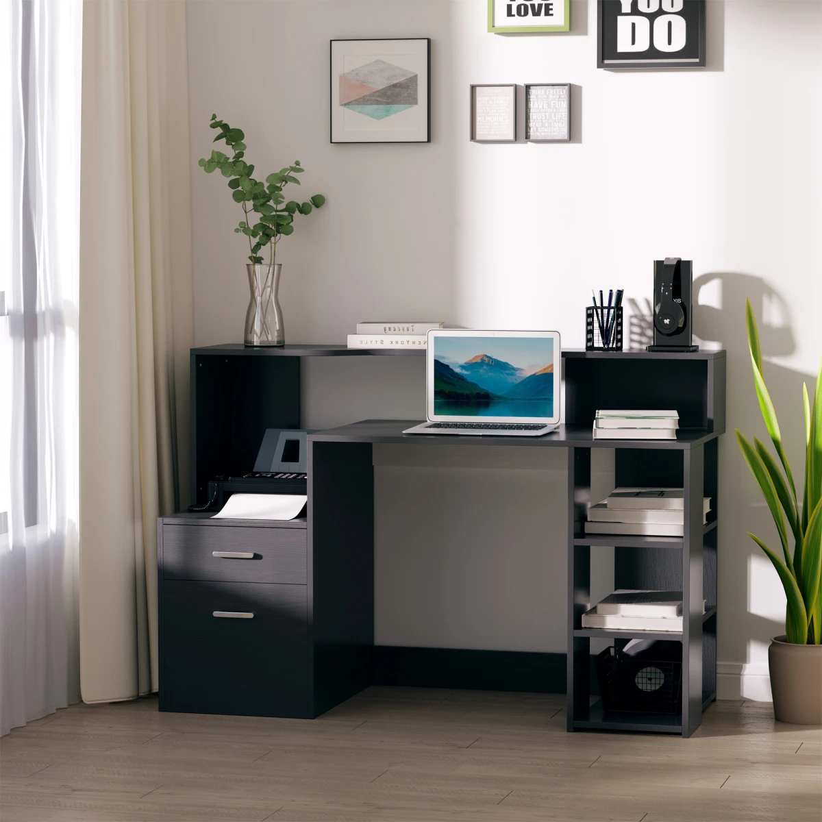 Unbranded HOMCOM Desk With Shelves 3Drawer Storage Office - Desk
