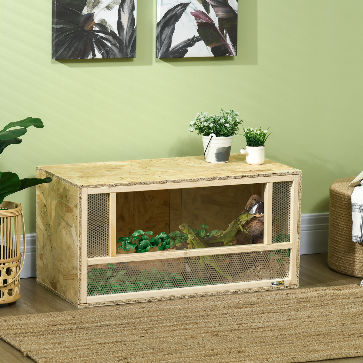 PawHut 80cm Reptile Terrarium Vivarium w/ Glass Sliding Doors, Breathable Mesh - from PawHut