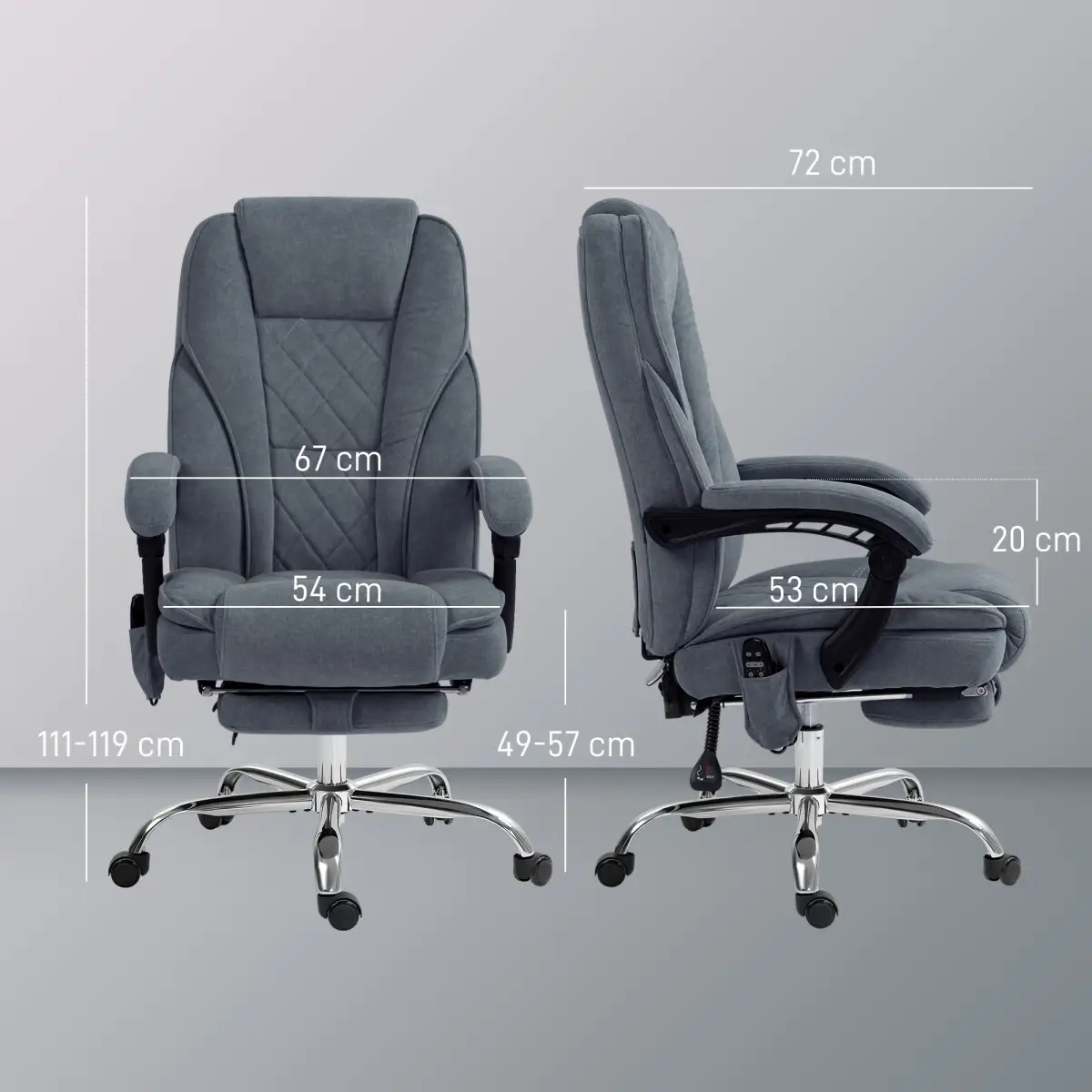 N/A Massaging Office Chair For Home Office With 135 Degree Recline Footrest HOMCOM Six Point Vibration And Timer - Office Chair