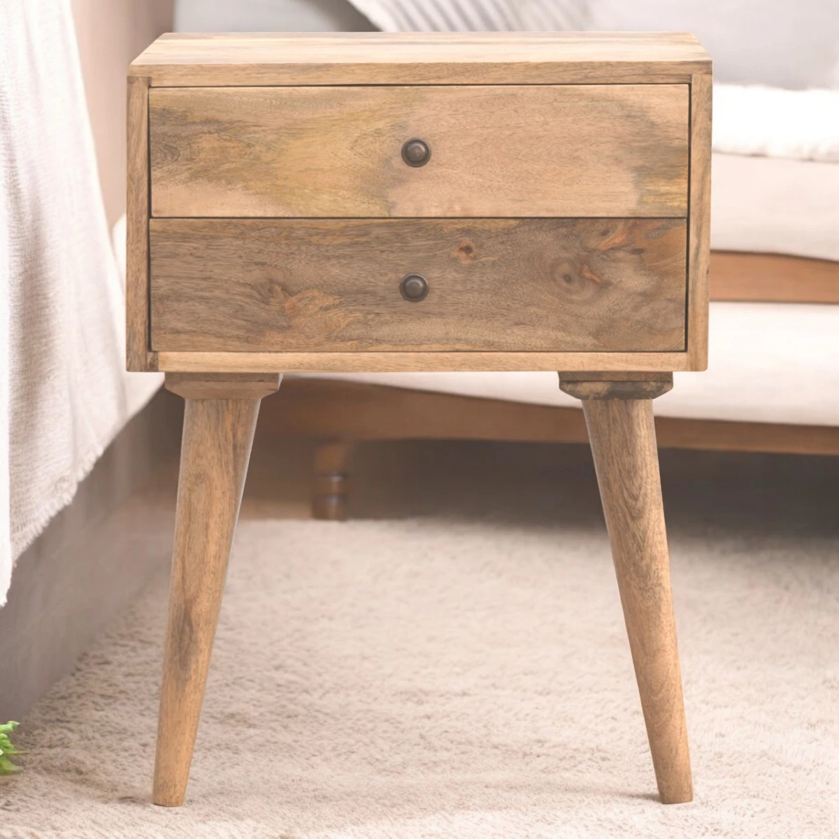 Artisan Furniture Artisan Bedside Table Mango Wood 2 Drawers Home - Bedside Table
