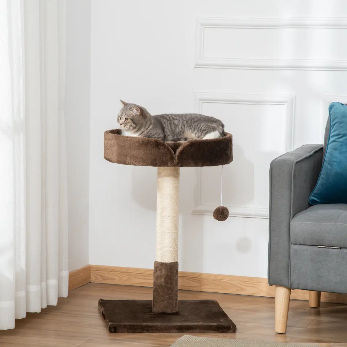 Unbranded Small Cat Tree for Indoor Cats W/ Sisal Scratching Post Bed Cushion Toy Pawhut - Cat Tree