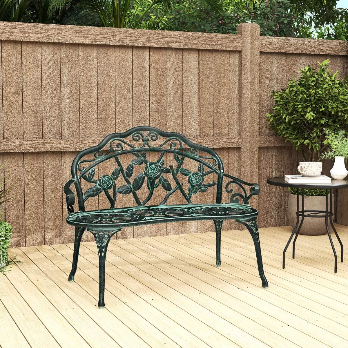 Outsunny Cast Aluminum Garden Bench Patio Chair - Garden Chairs