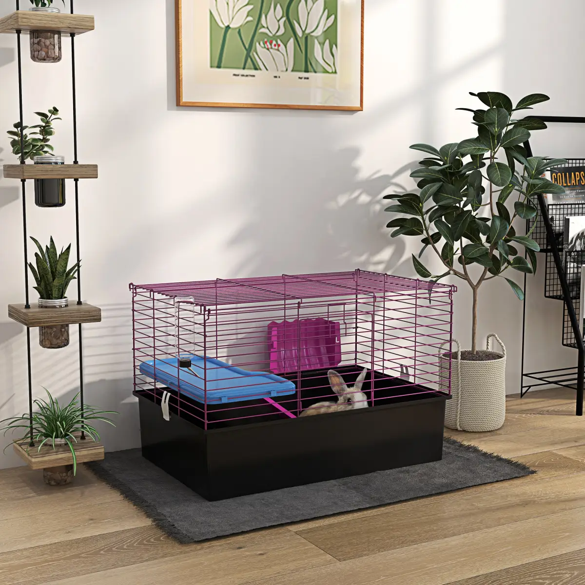 PawHut PawHut Small Animal Cage, Rabbit Guinea Pig Hutch, Pet Playhouse - Pet Cage