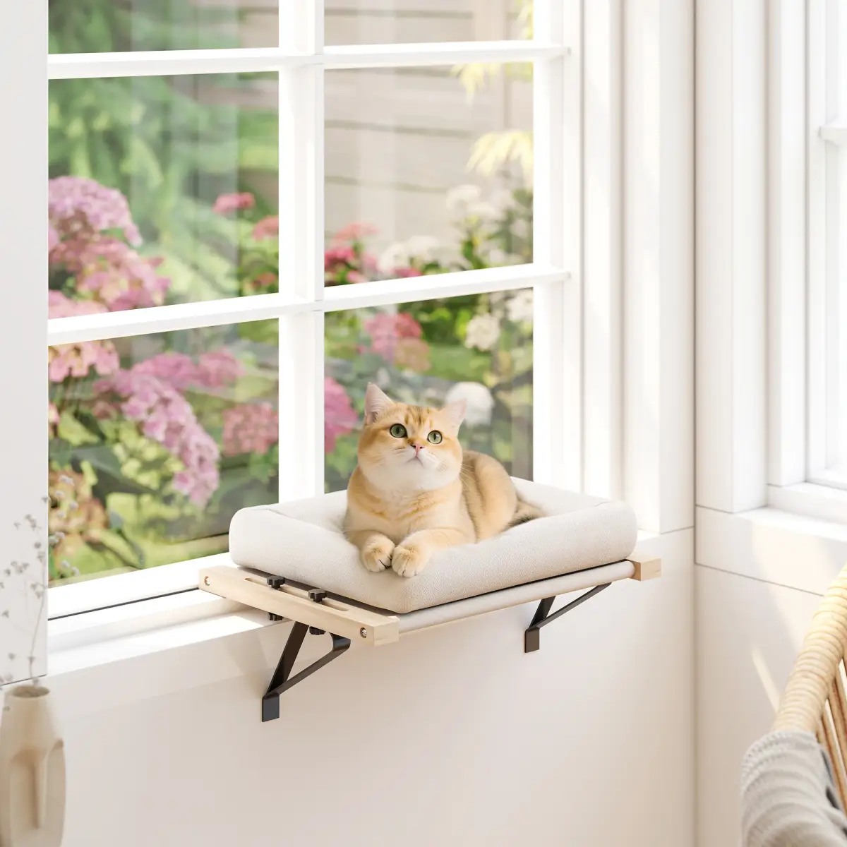 PawHut PawHut Cat Radiator Bed, Adjustable Hanging Cat Hammock with Cushion, Cream - Cat Beds