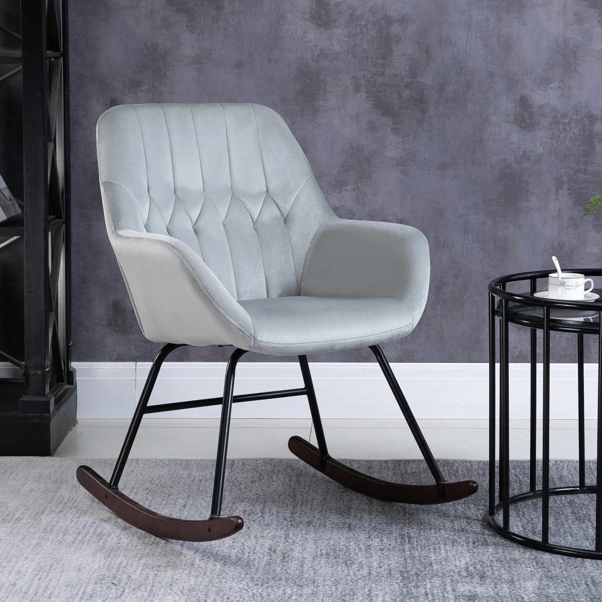 Unbranded Premium Rocking Chair Tub Shape With Steel Frame And Plush Padding For Home Office Grey Ergonomic Back Support - Accent Chair