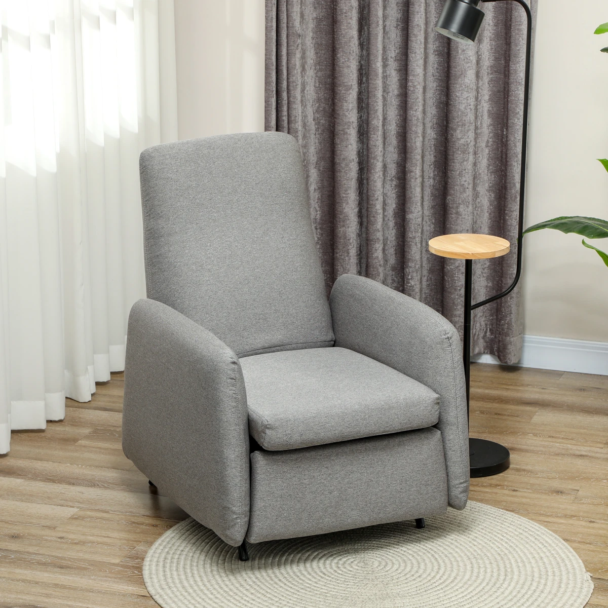 HOMCOM Push Back Recliner Chair Medium Footrest Bedroom - Recliner