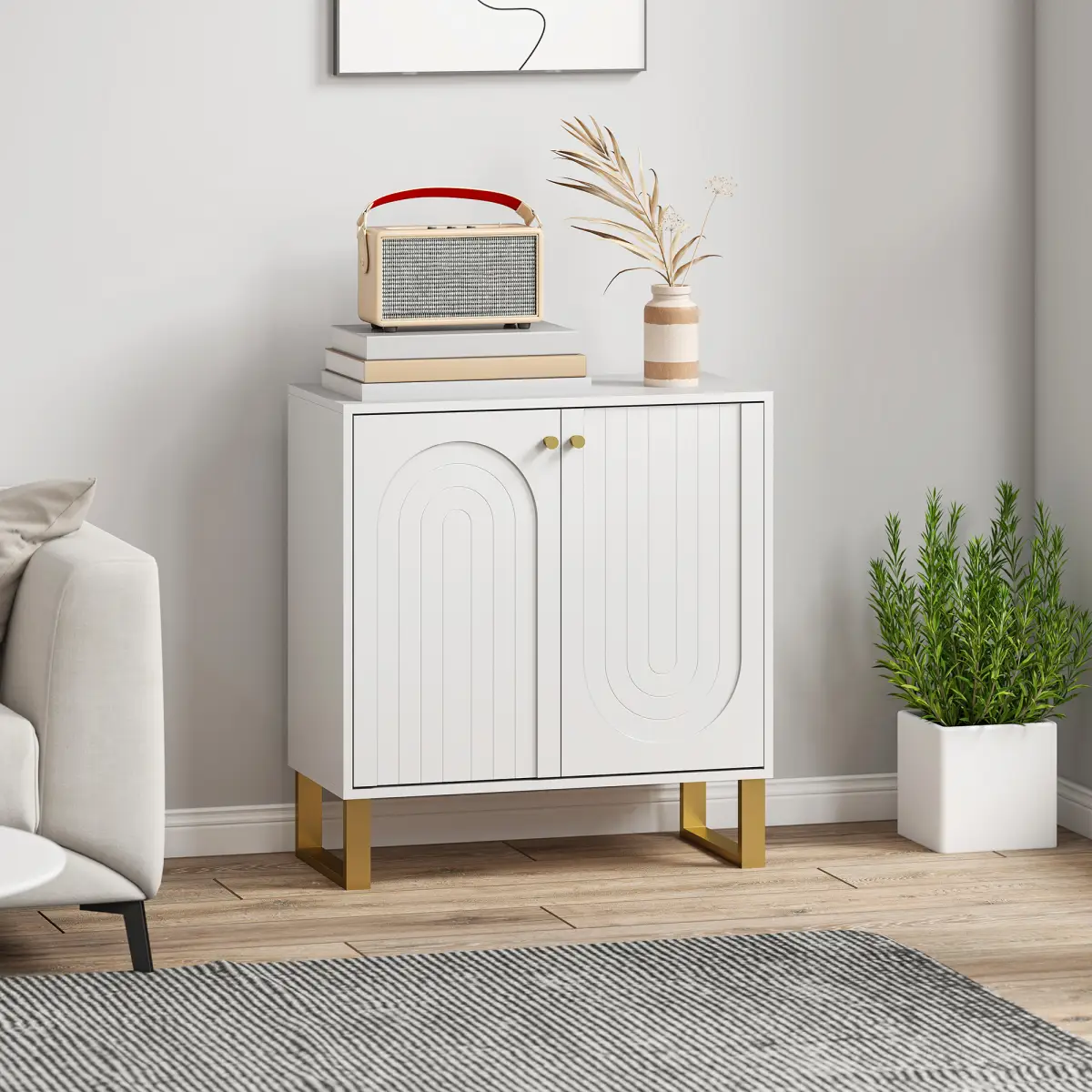 HOMCOM HOMCOM Sideboard with Adjustable Shelves & Doors for Living Room, White - Sideboard