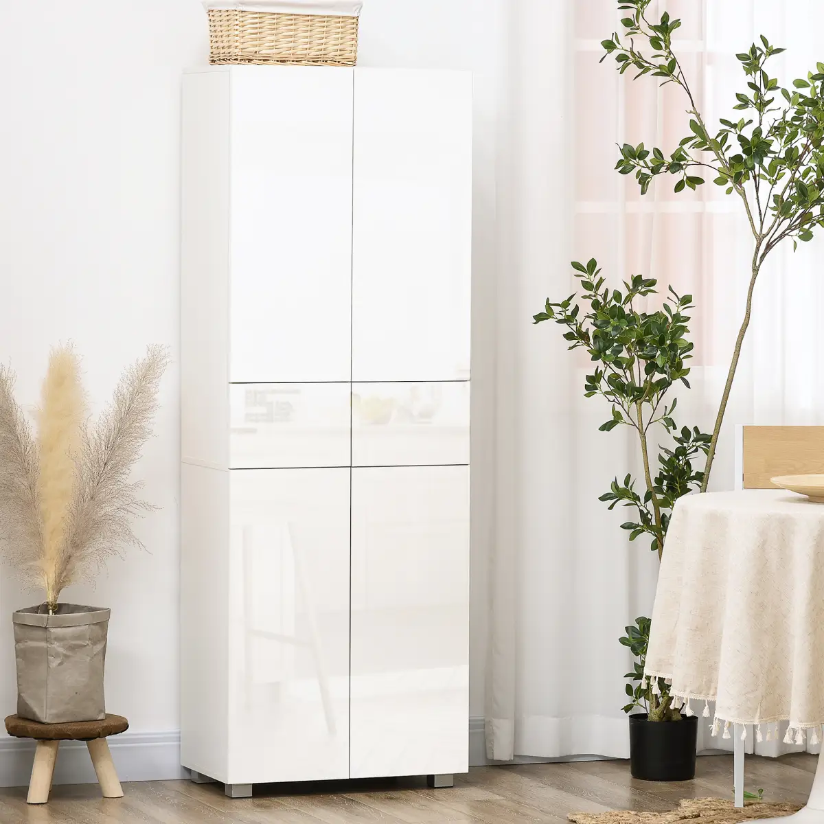 Unbranded 4-Door Kitchen Cupboard Freestanding Storage Cabinet w/ Shelves & Drawers White - Display Cabinet