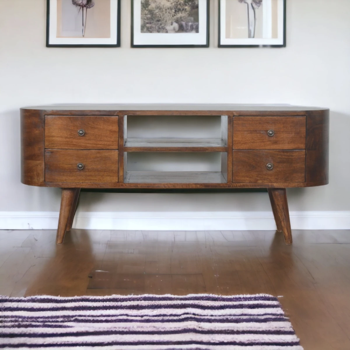 Artisan Entertainment Unit Solid Mango Wood Rounded Edges by Artisan Furniture