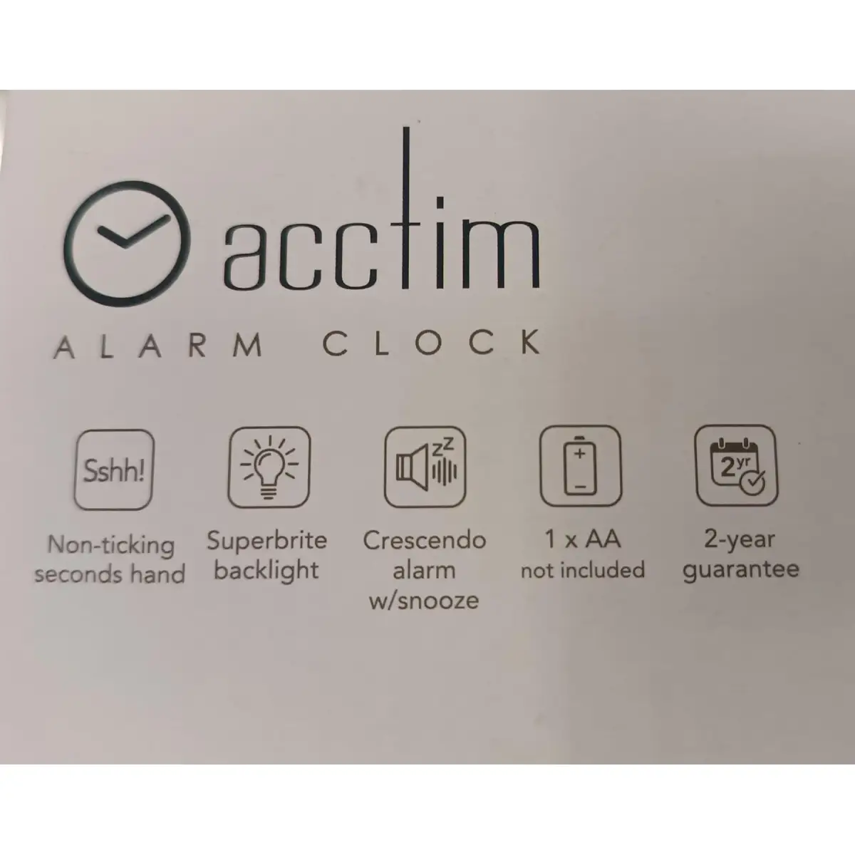 Acctim Acctim Eden Non Ticking Sweep Crescendo Alarm Clock in Black - 16523 - Clock