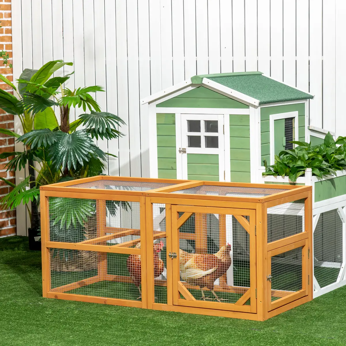 PawHut PawHut Wooden Chicken Coop w/ Perches, Doors, for 2-4 Chickens - Chicken Coop