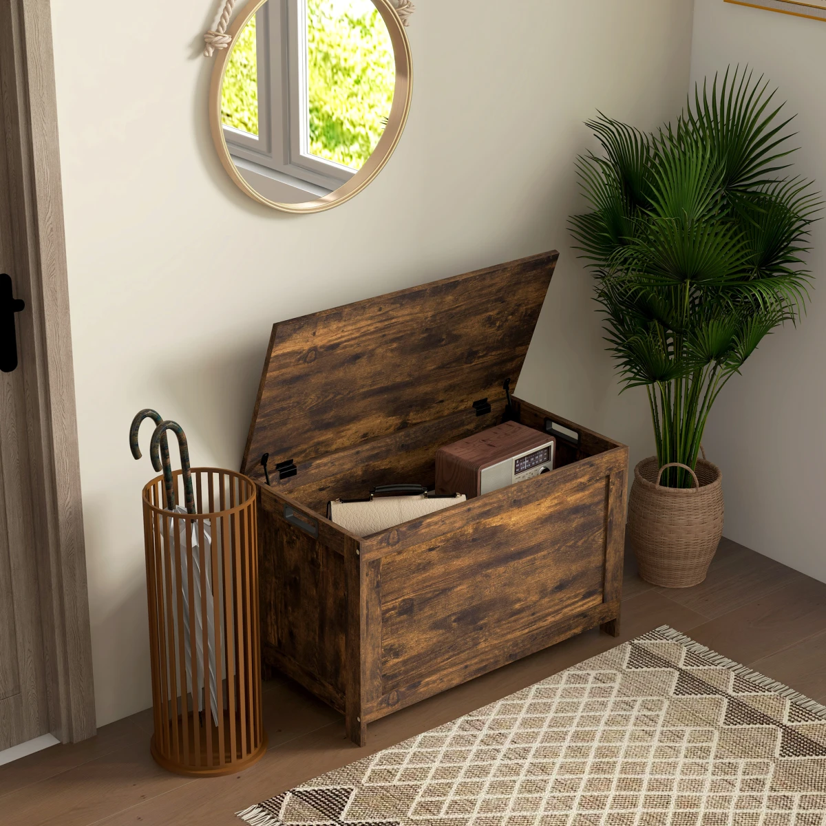 HOMCOM HOMCOM Storage Chest Bench 2 Hinges Living Room - Storage Box
