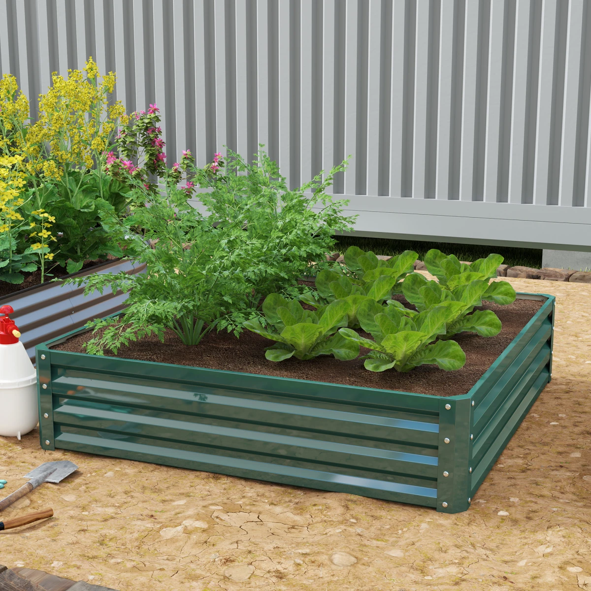 Outsunny Premium Raised Garden Bed 120x120cm Open Bottom Vegetables - Planters