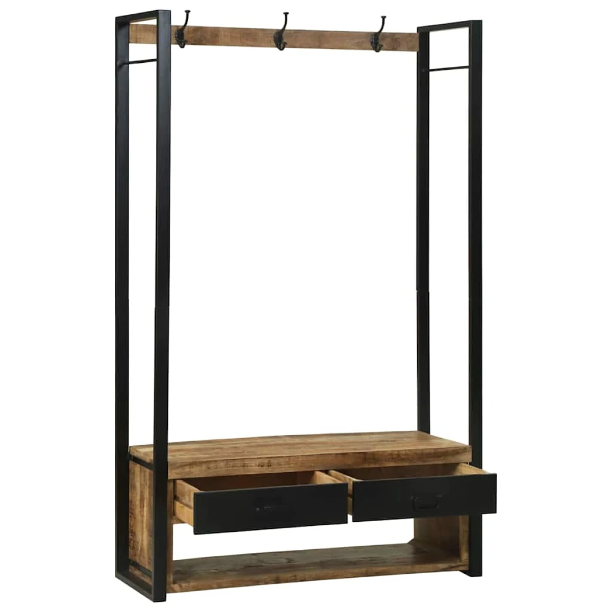 VidaXL Clothes Rack 110 x 40 x 185 cm Solid Mango Wood Industrial with Drawers and Hooks by vidaXL