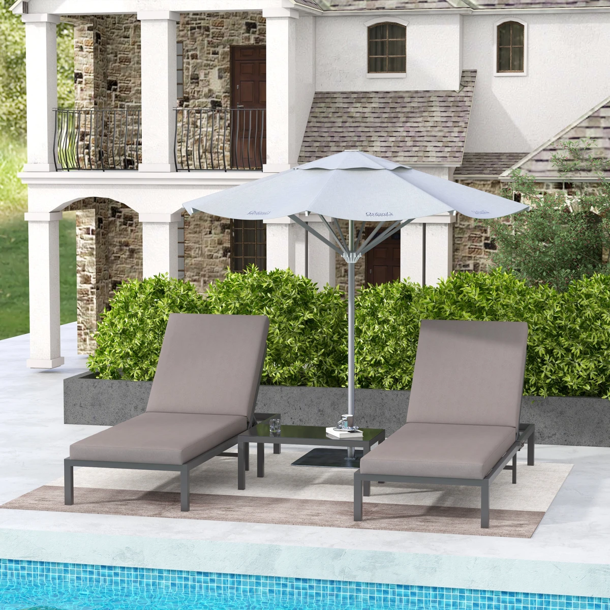 Outsunny Rattan Lounge Set 3 Piece Five Position Garden by Outsunny