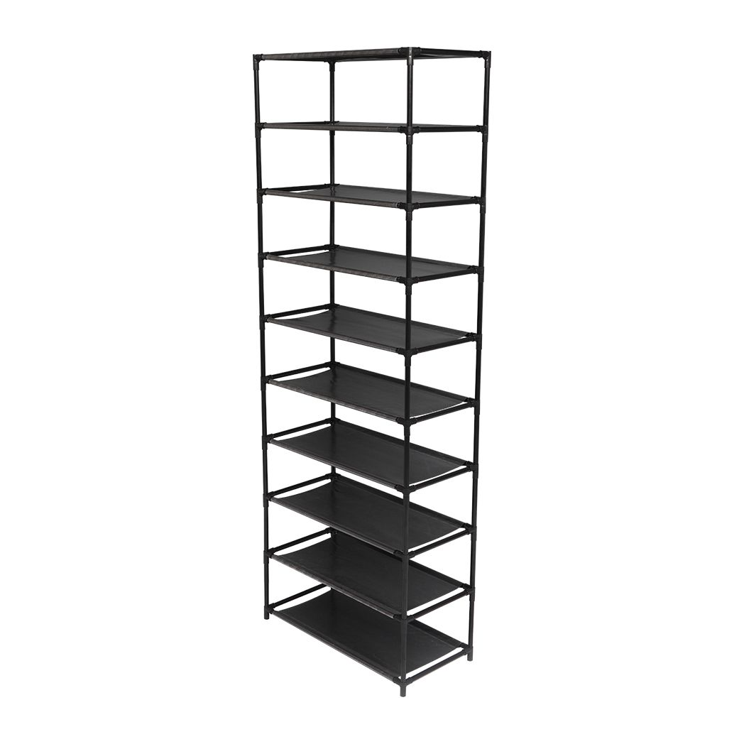 N/A 10 Tier Stackable Shoe Rack Storage Shelves - Stainless Steel Frame Holds 50 Pairs Of Shoes -