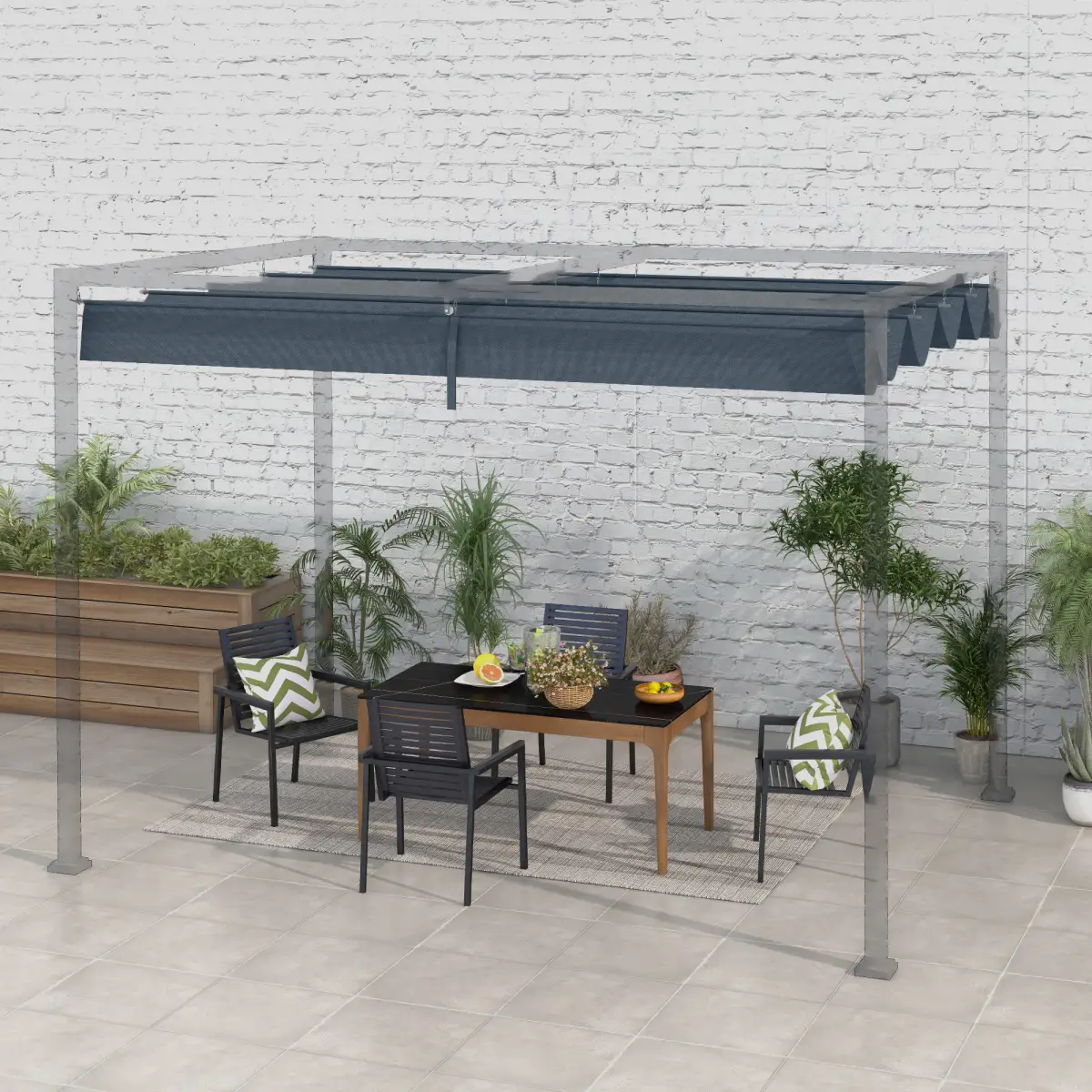 Outsunny Outsunny Pergola Sun Shade Cover Roof Replacement for 3 x 2.15m Pergola, Grey - Gazebos