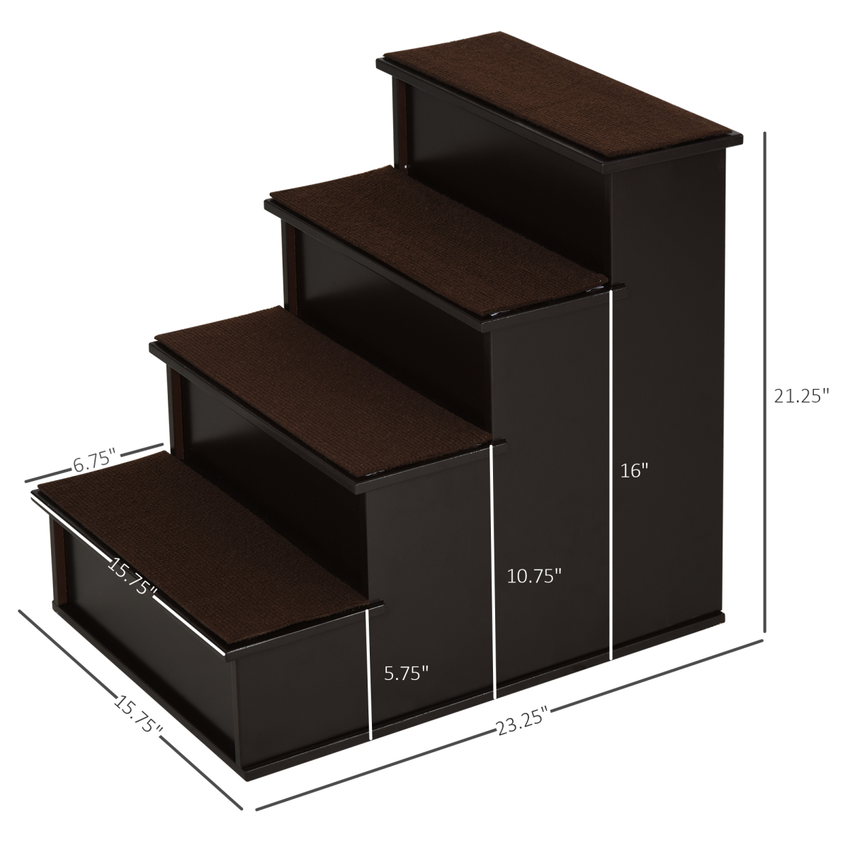 Pet Stairs, 4 Step with Plush Cushioned Steps for Elderly Pets