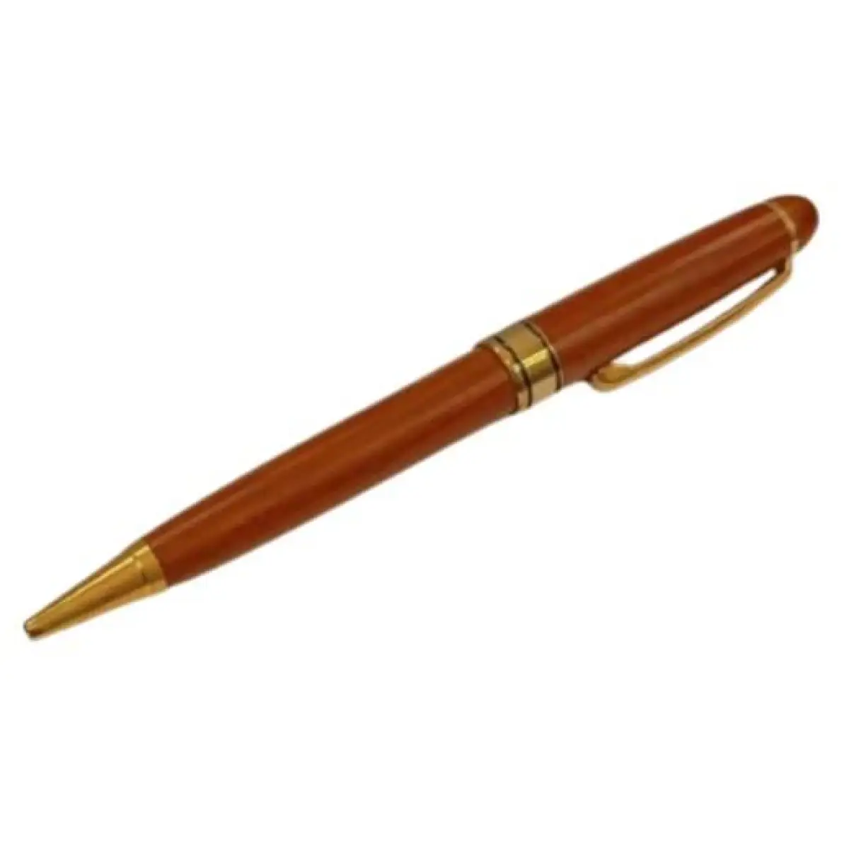 IMPERIAL Imperial Desk Clock with Wood Matt Brown Gold Trim Ball Pen IMP69 Clock Gift Set - CLEARANCE NEEDS RE-BATTERY & Refill - Clock