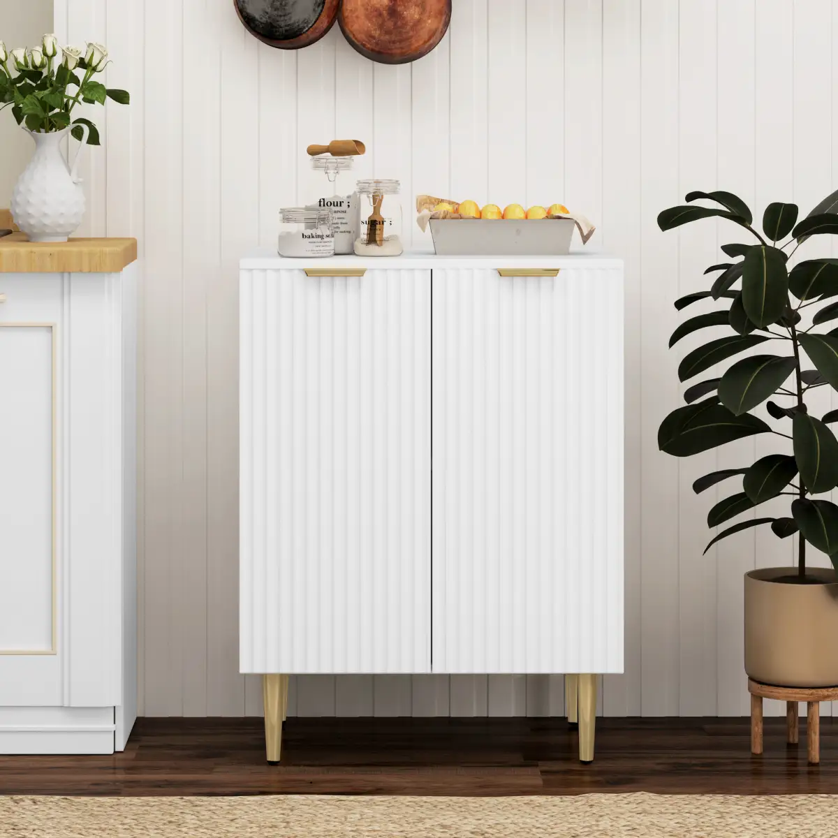 HOMCOM Sideboard Buffet Cabinet with Adjustable Shelf, White - Sideboard