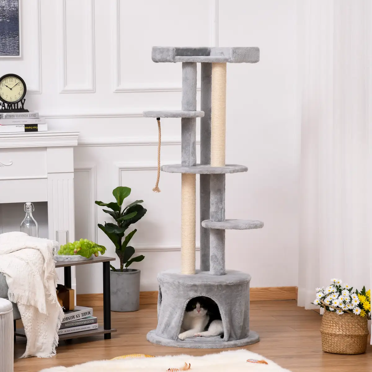 Pawhut Cat Tree Multi-level Kitten Tower w/ Scratching Post Condo Plush Perches - Cat Tree
