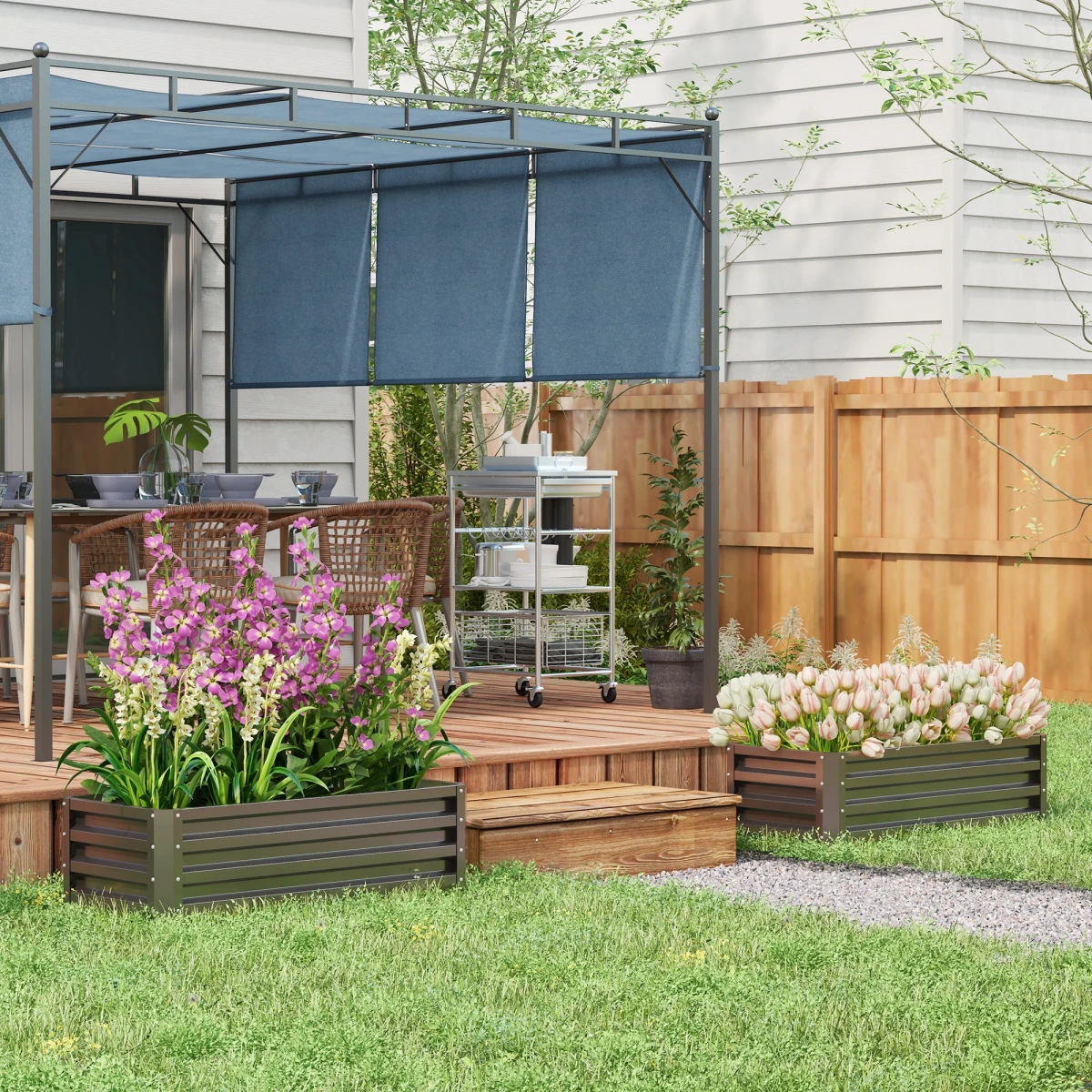 Outsunny Outsunny Planter Box Two Pack Galvanised Steel Patio - Planters