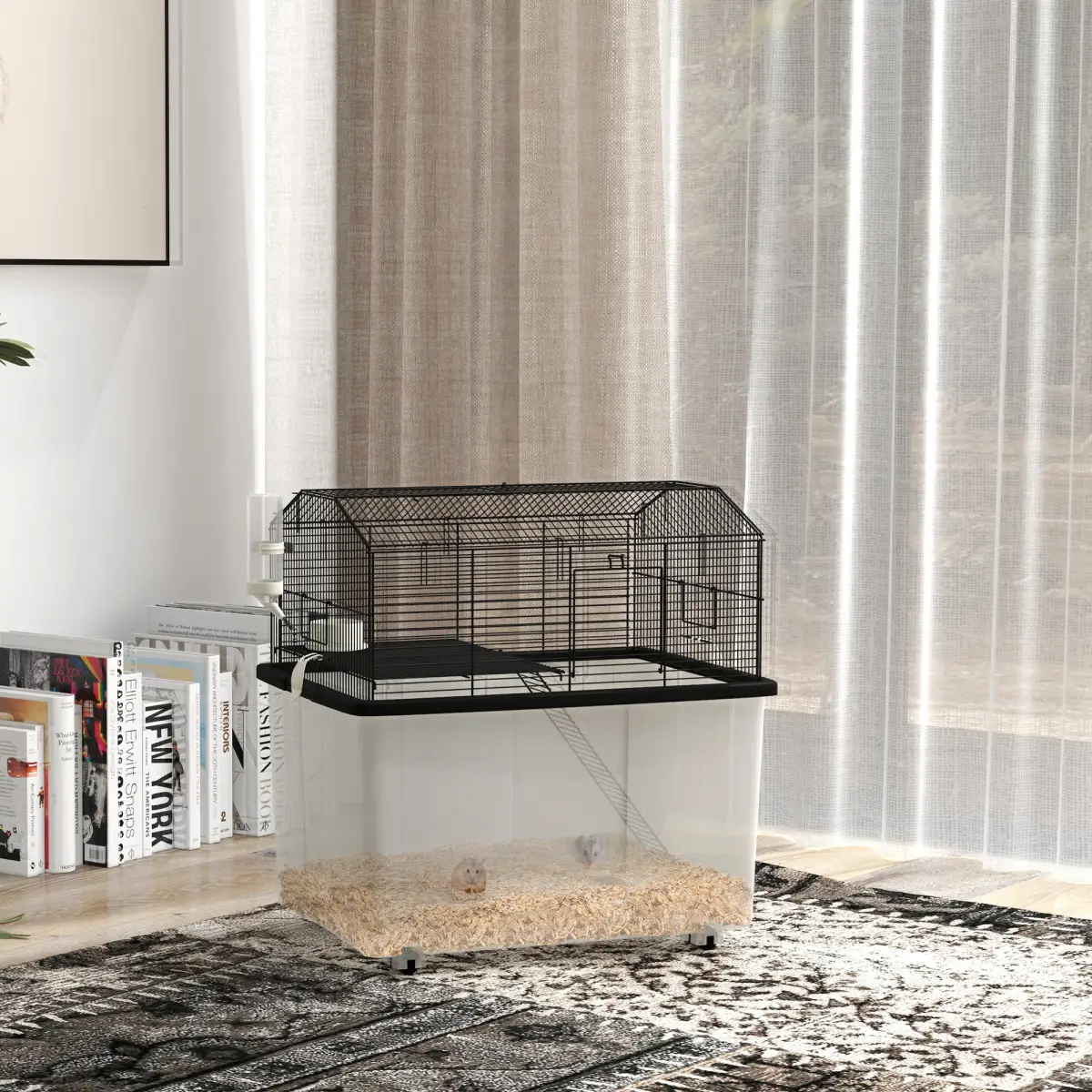 PawHut PawHut Hamster Cage, Two-Tier Gerbil Cage w/ Deep Bottom, Ramp, Food Dish - Pet Cage