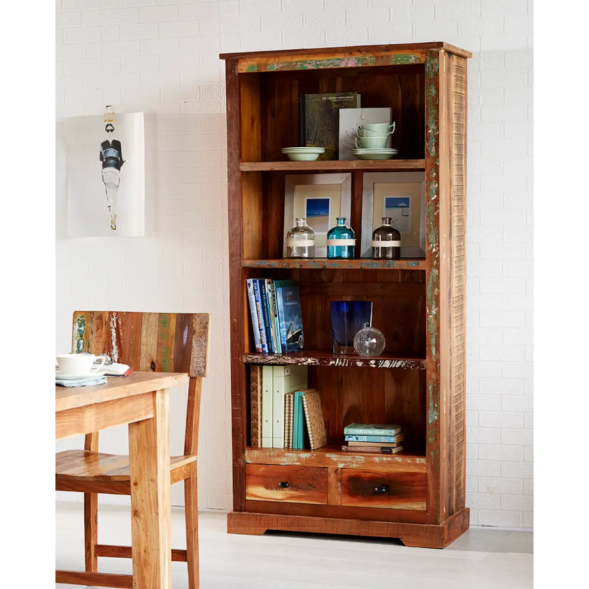 Indian Hub Coastal Large Bookcase - Bookcase