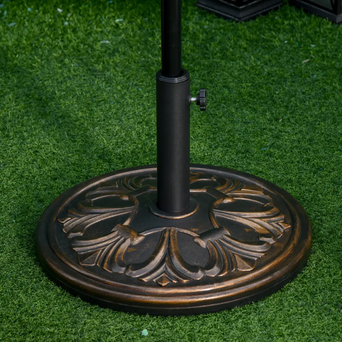 Outsunny Outsunny 13KG Round Parasol Base Heavy Duty Cement Stand Umbrella Holder Bronze - Parasol