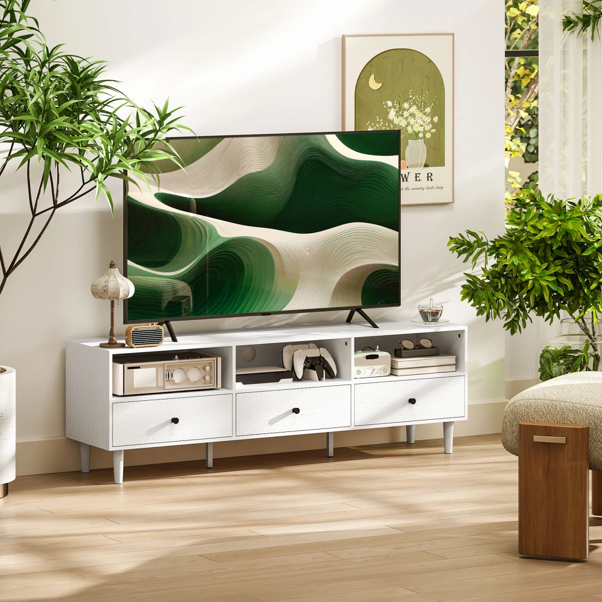 HOMCOM TV Unit 75 Inch With Drawers Shelves Living Room by HOMCOM