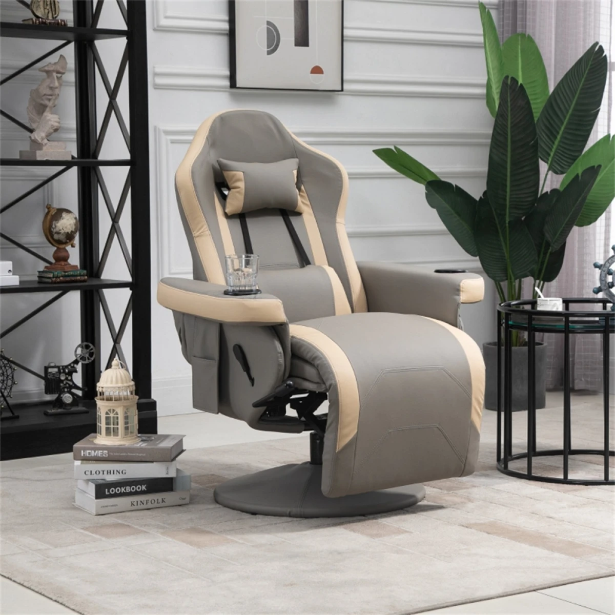 N/A Premium Massage Office Chair Full Size 360 Degree Swivel 135 Degree Recline With Liftable Footrest PU Leather For Home Office - Office Chair