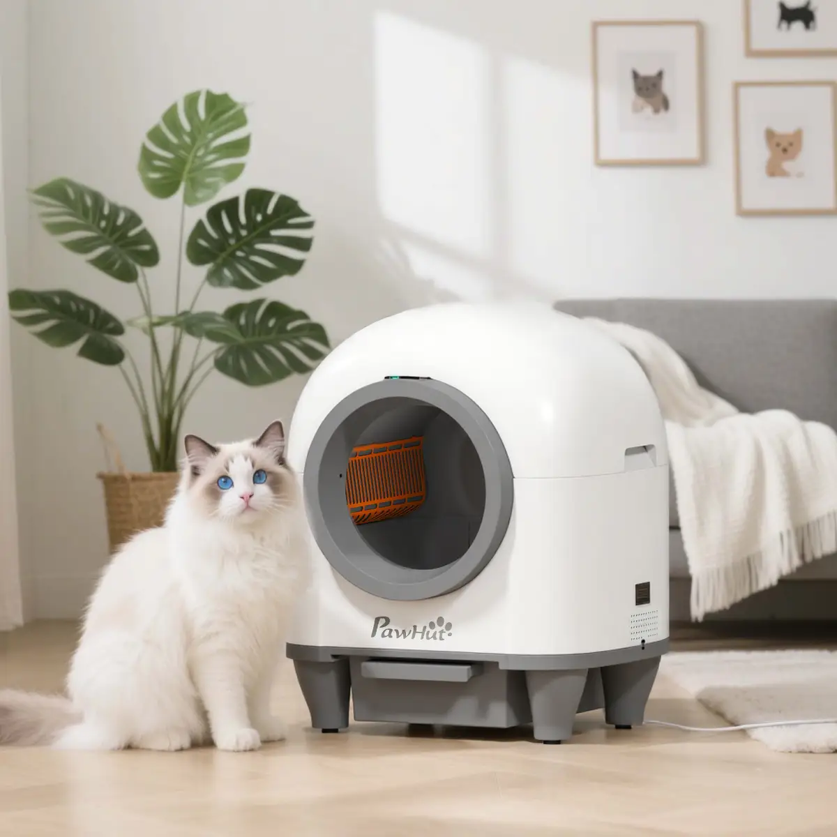 PawHut 80L Self Cleaning Cat Litter Tray with APP Control Safety Protection - Cat Litter