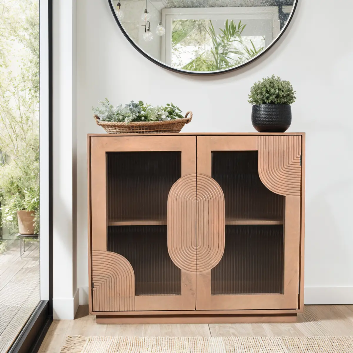 Indian Hub Indus Solid Wooden Small Sideboard - Sideboard