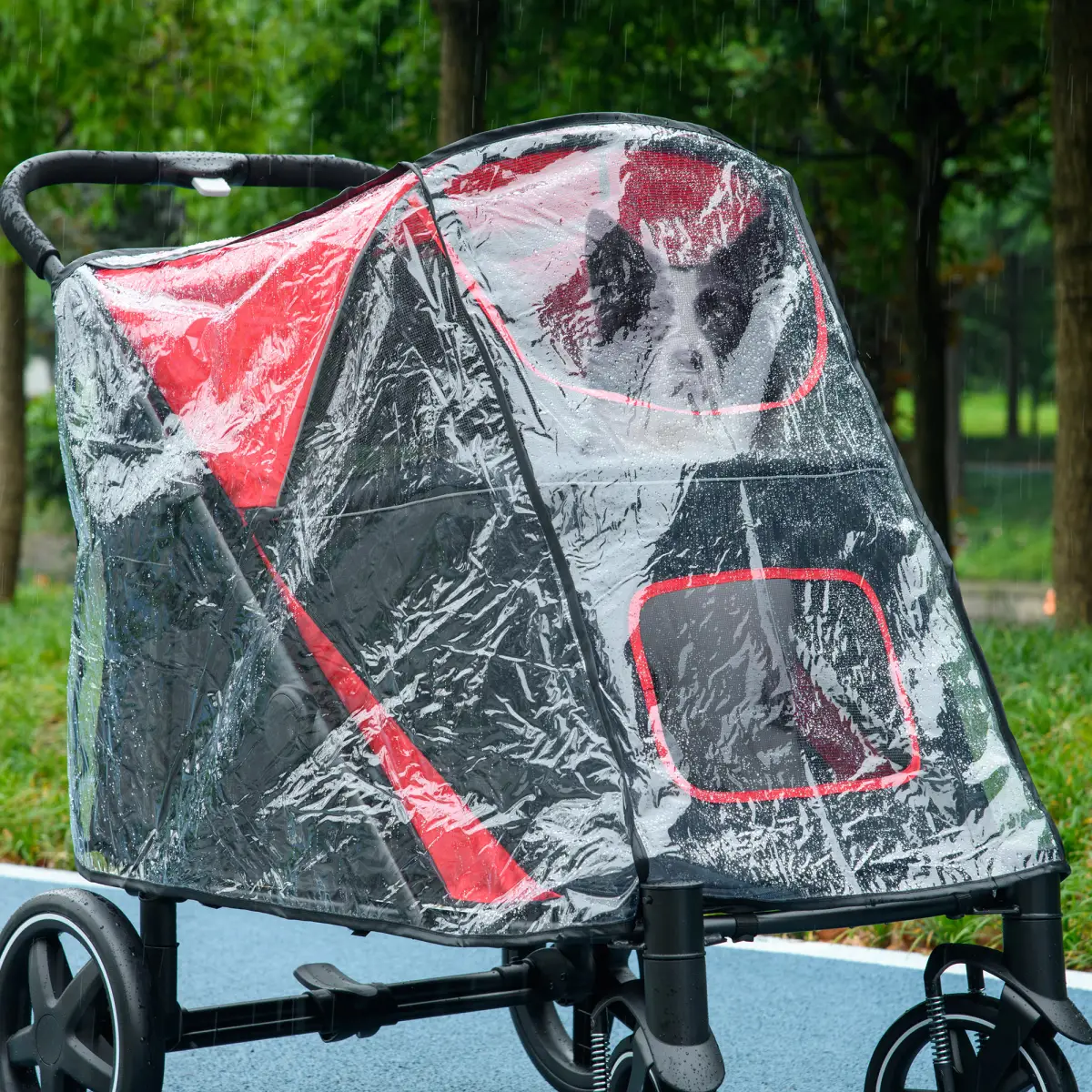 PawHut Rain Cover for Dog Pram Stroller Buggy, for Large, Medium Dogs with Rear Entry - Pet Carrier
