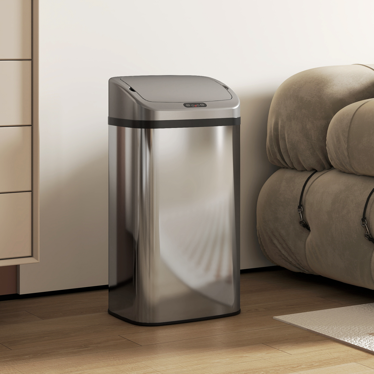 HOMCOM 48L Sensor Bin, Stainless Steel Kitchen Bin with Automatic Close - from HOMCOM