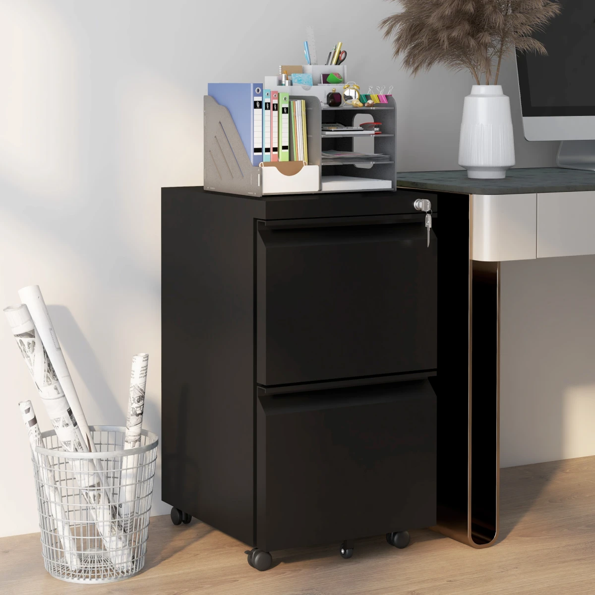 Vinsetto Steel File Cabinet 2-Drawer Lock Office by Vinsetto