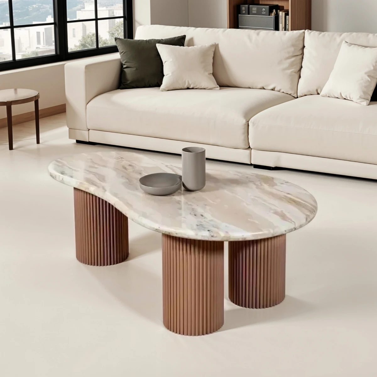 Indian Hub Ashford Coffee Table Oval MarbleTop Home - Coffee Table