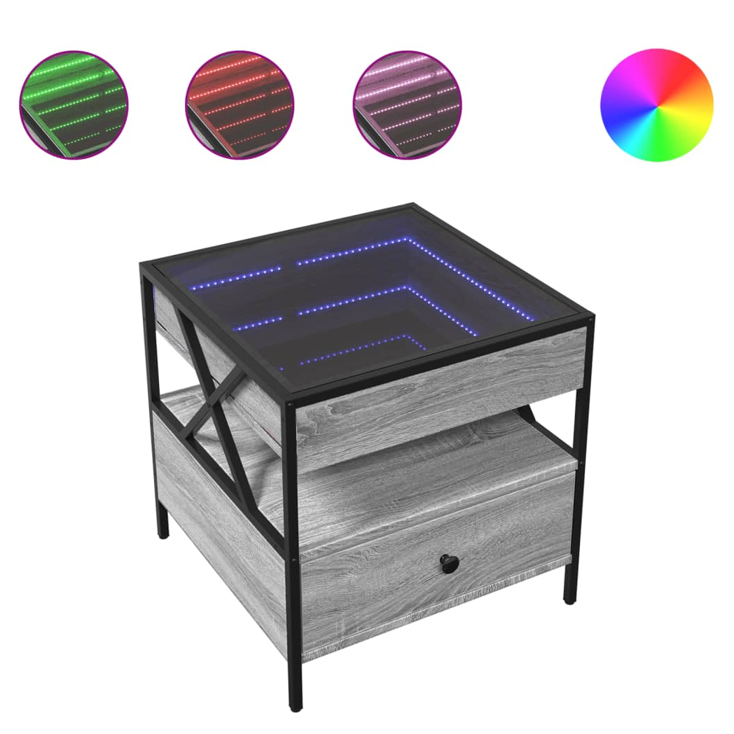 VidaXL Coffee Table 50x50x51 cm Infinity LED Mirror RGB Lighting for Modern Living Room by vidaXL