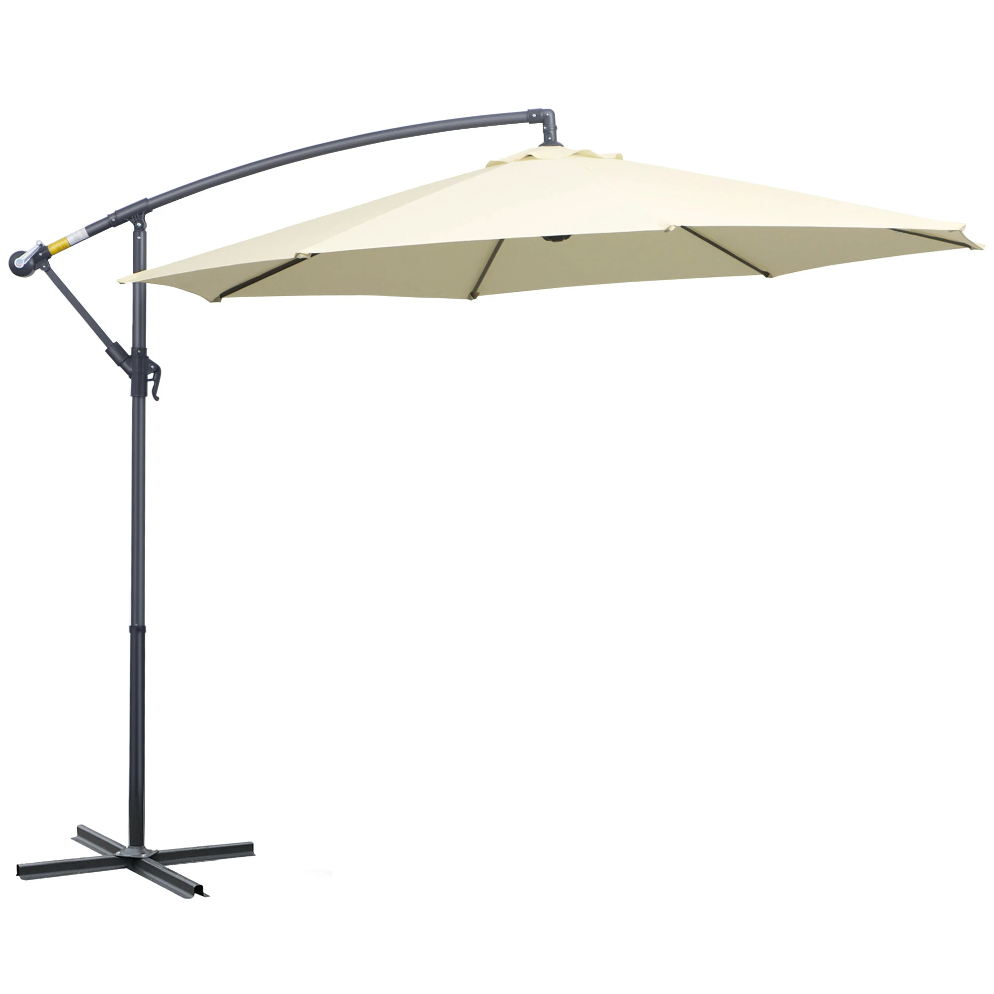 3mt Garden Parasol Sun Shade Patio Banana Hanging Rattan Set by Outsunny