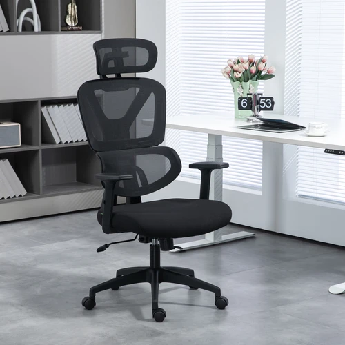 Vinsetto Vinsetto Mesh Office Chair Swivel Desk Chair w/ Adjustable Height Headrest Black - Office Chair