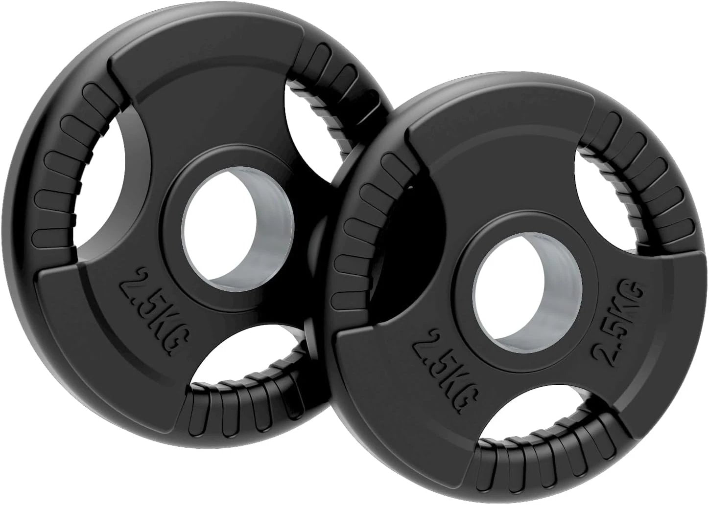 2 x 2.5kg Olympic Tri-Grip Rubber Weight Black Plates by Monster Shop