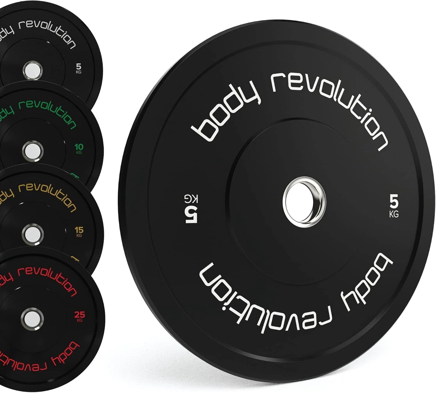 Body Revolution 2 x 5Kg Black Olympic Bumper Plates by Monster Shop