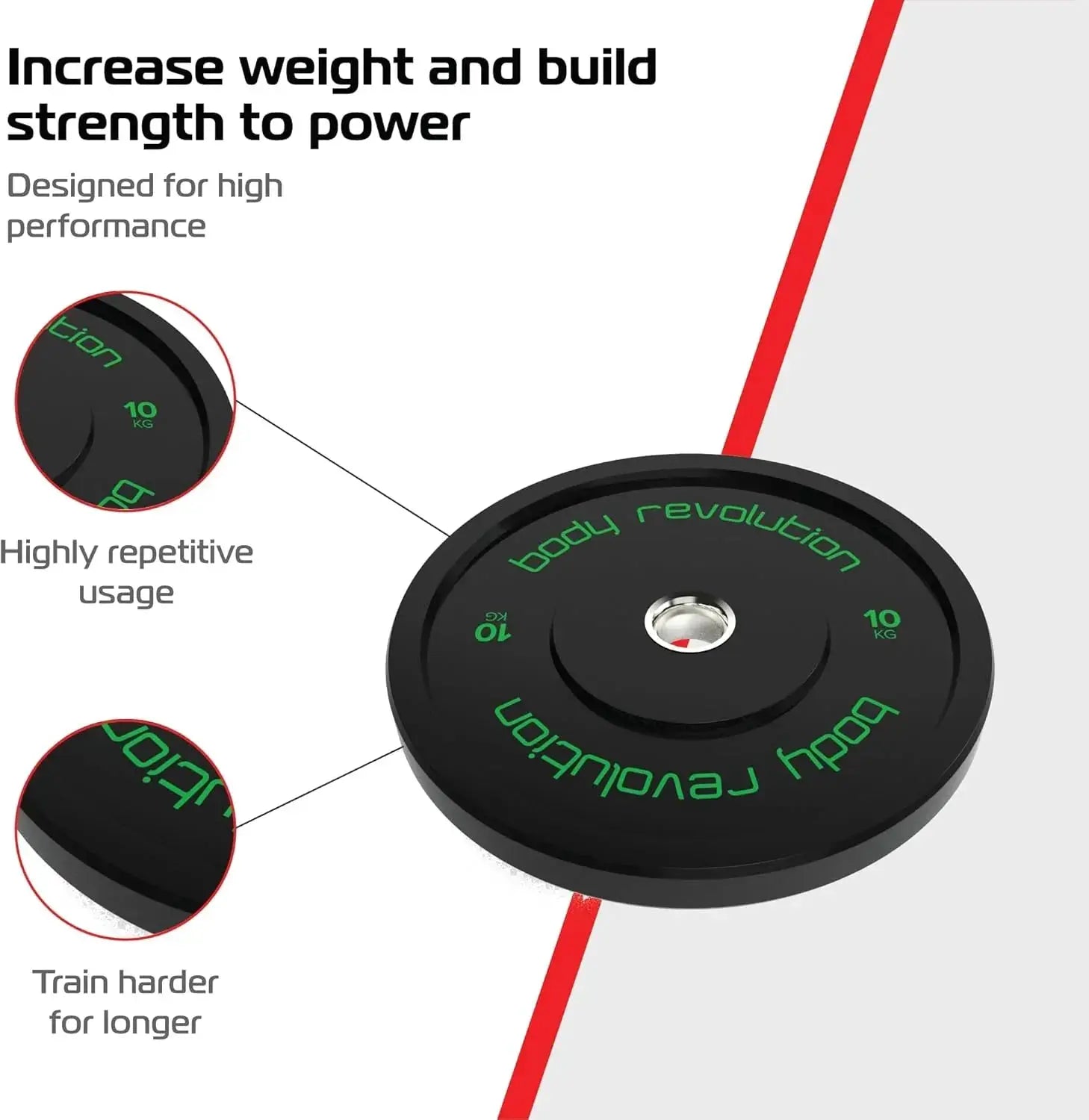 Monster Shop Body Revolution 2 x 10kg Black Olympic Bumper Plates -