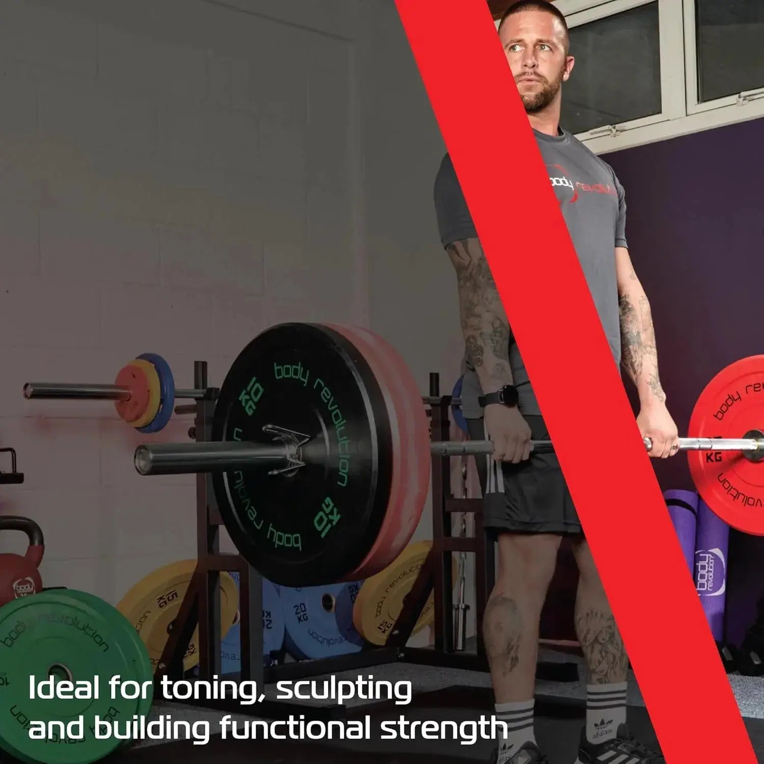 Monster Shop Body Revolution 2 x 10kg Black Olympic Bumper Plates -