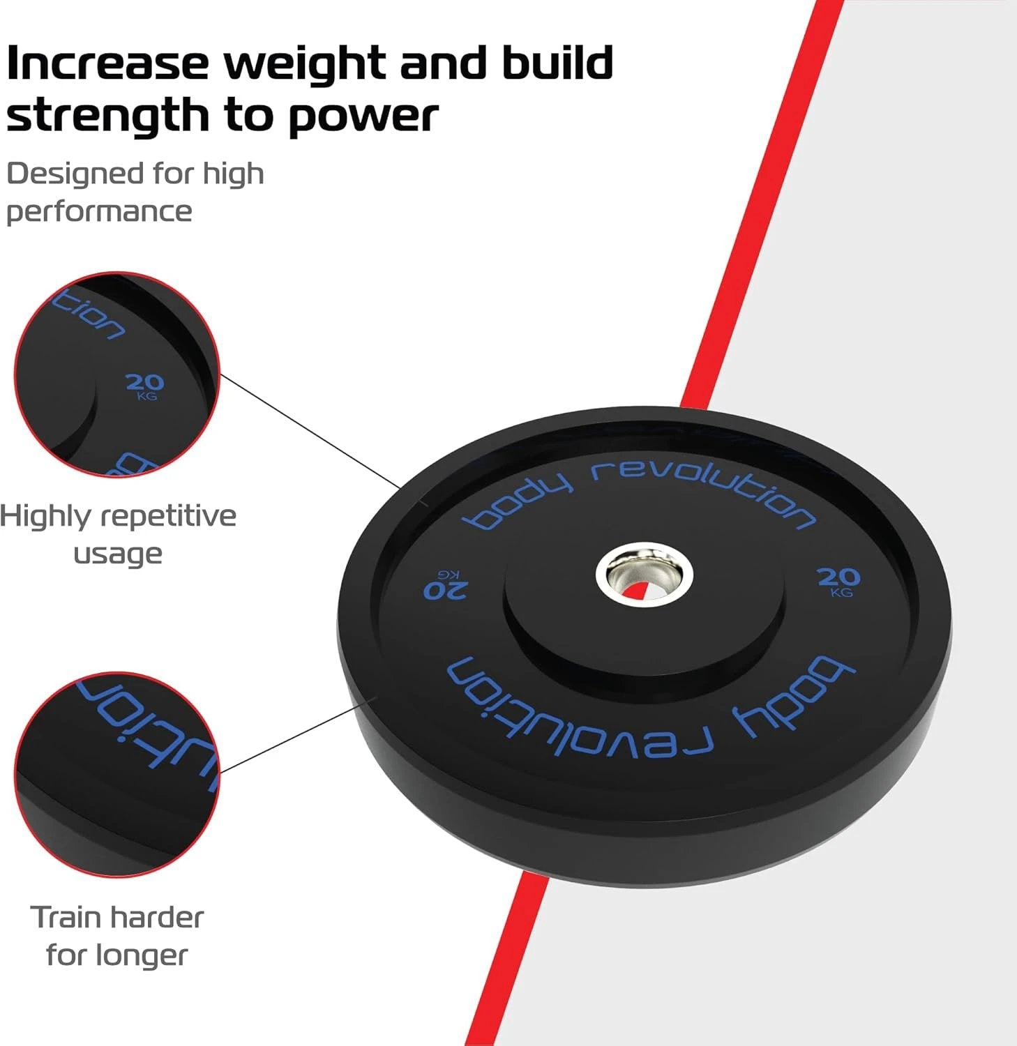 Monster Shop Body Revolution 2 x 20kg Black Olympic Bumper Plates -