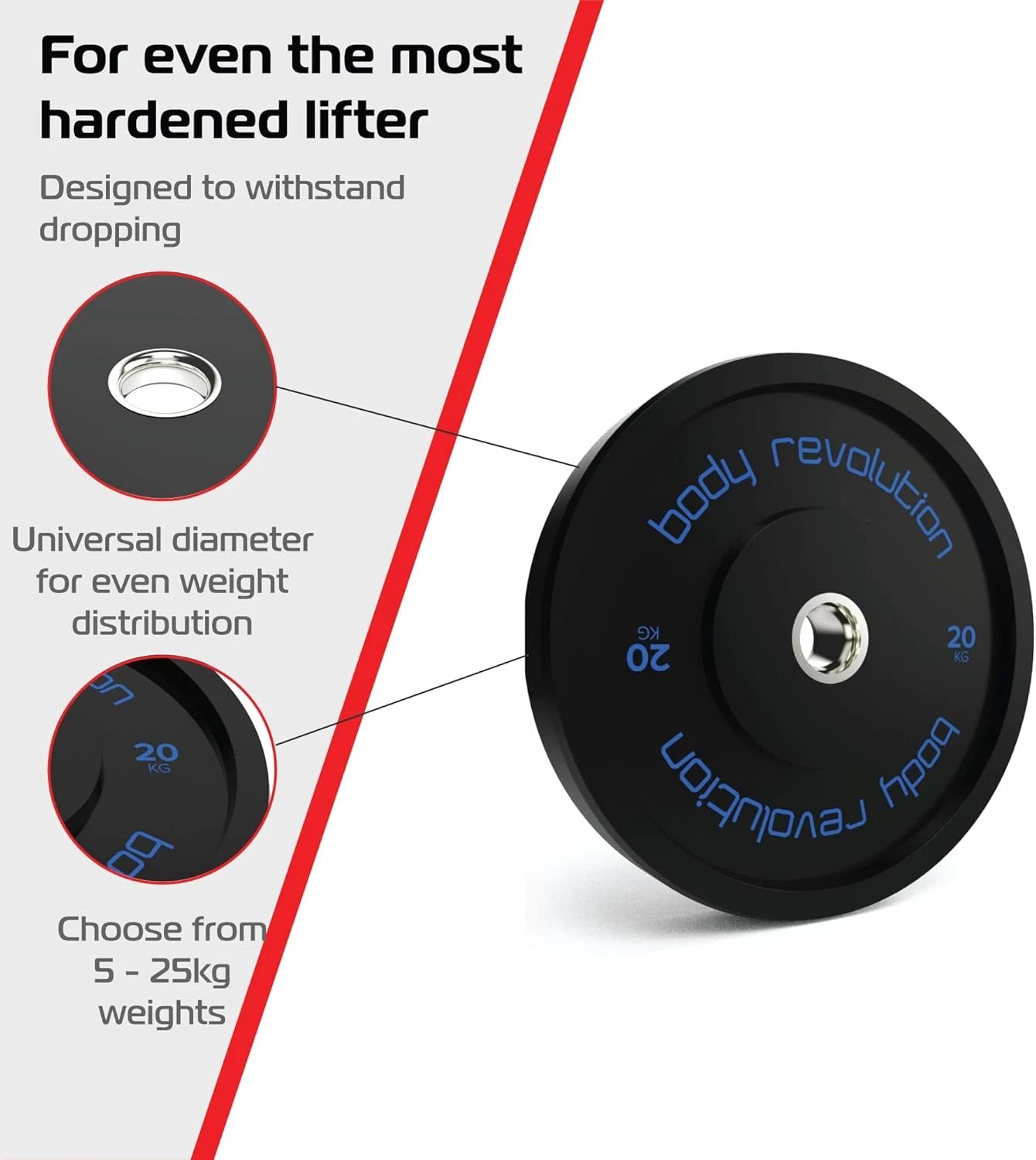 Monster Shop Body Revolution 2 x 20kg Black Olympic Bumper Plates -