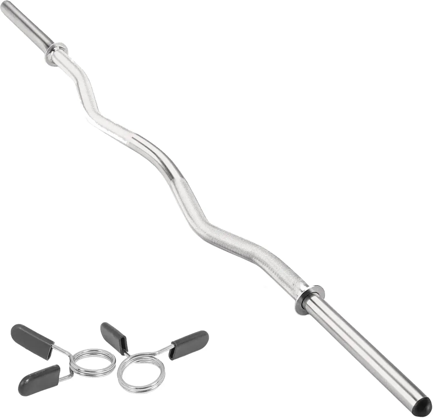 Monster Shop Body Revolution 1.2m EZ Barbell Bar with Spring Collars -